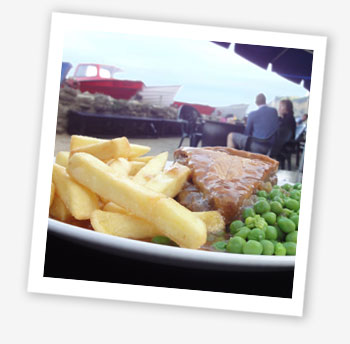 Pie and chips; The Fisherman's Cottage, Shanklin Chine