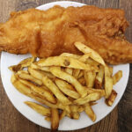 Fish and chips. Ozze's Plaice, Newport